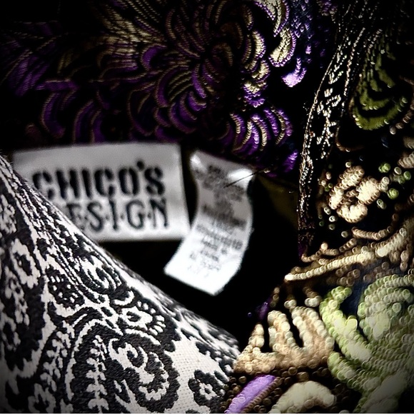 Chico's SIZE 3 multi colored metallic SUIT jacket. Zipper front Gorgeous! - Picture 2 of 3